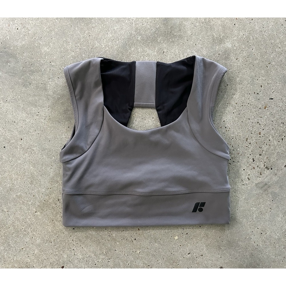 FORME Women's Size M Power Bra Posture Correcting Stone Gray Black Mesh
